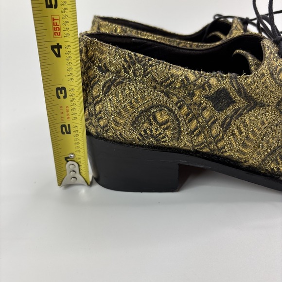 Robert Clergerie Paris Luxury Shoes Leather Gold Metallic Oxford Lace Up Pump - Picture 13 of 13
